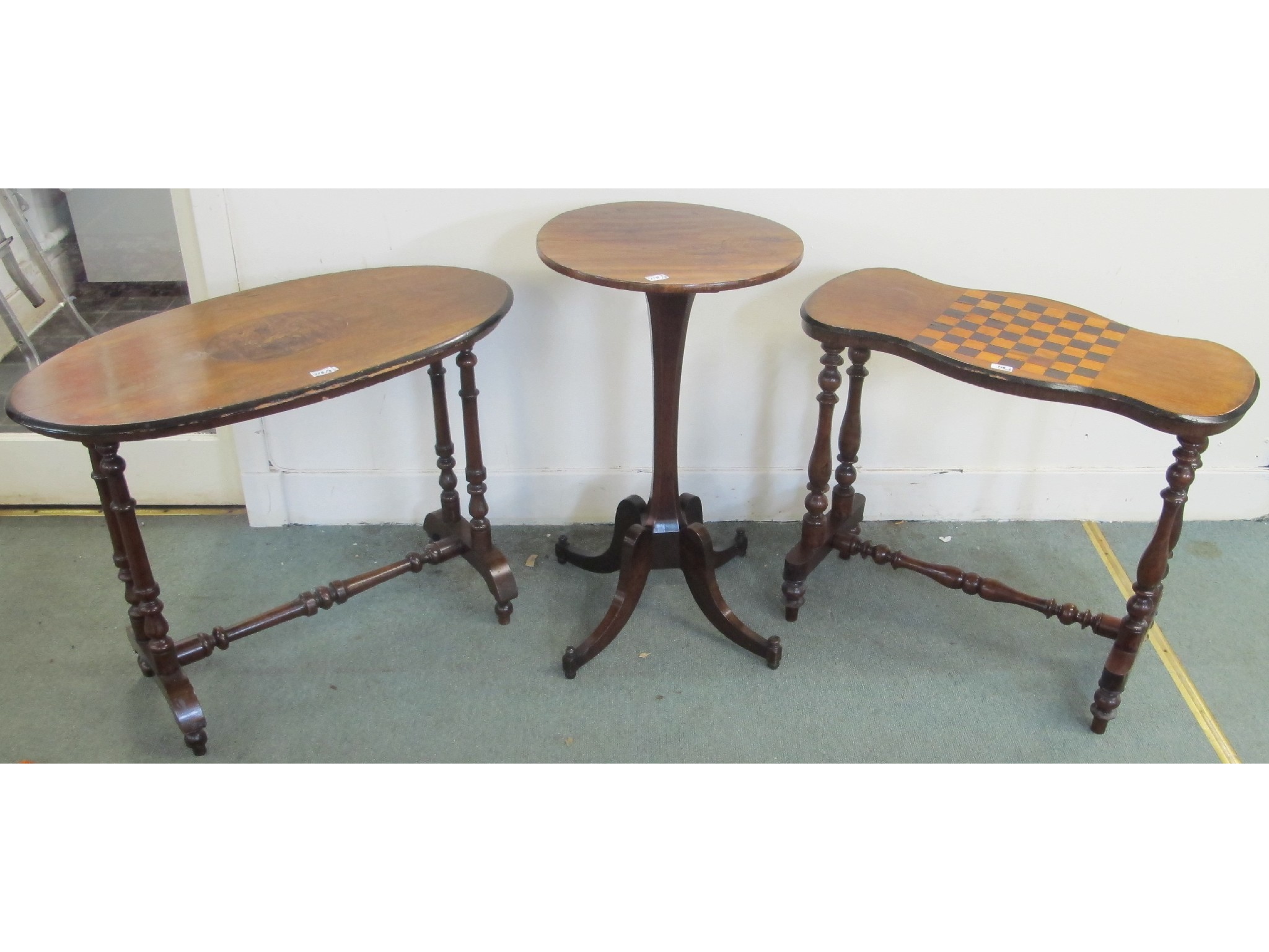 Appraisal: A Victorian mahogany inlaid oval table inlaid games table and