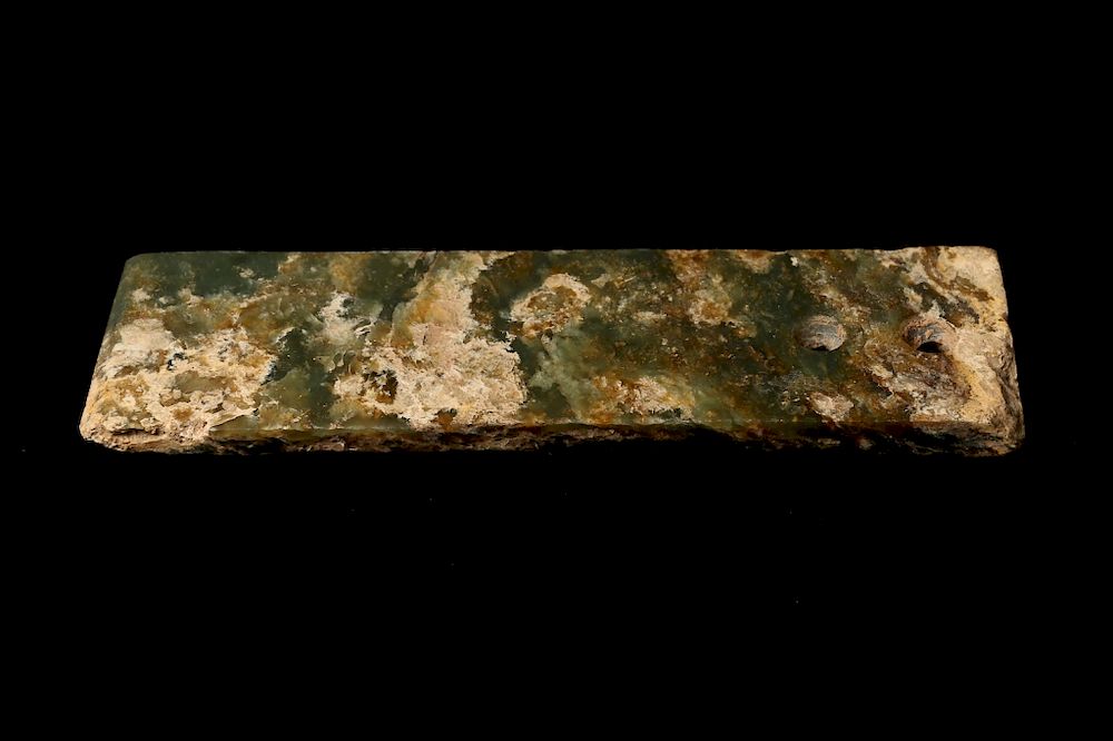 Appraisal: JADE ARCHAIC 'DAO' BLADE Of a nearly rectangular ceremonial shape