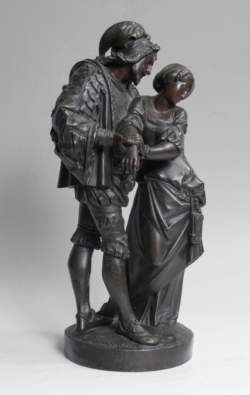 Appraisal: DENIERE Guillaume French - ''Faust and Margareth'' tone patinated Bronze