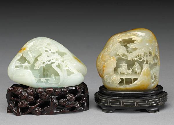 Appraisal: Chinese Works of Art Jade and Hardstone Carvings The first