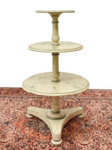 Appraisal: Chinoiserie three-tiered table in a later painted finish with round