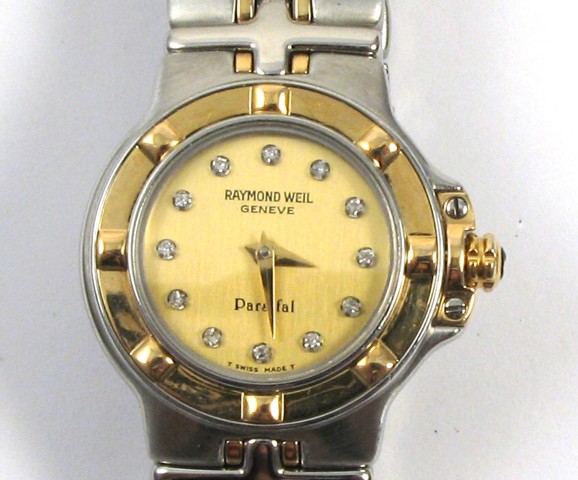 Appraisal: LADY'S RAYMOND WEIL PARSIFAL QUARTZ WRISTWATCH ref no stainless steel