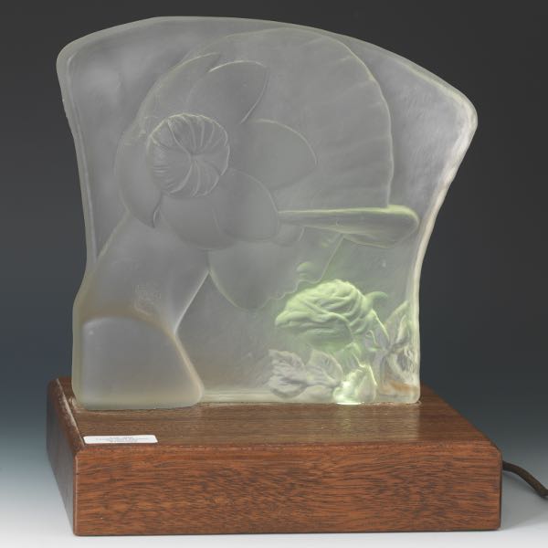 Appraisal: FROSTED GLASS ART DECO BOUDOIR LAMP x x Profile of