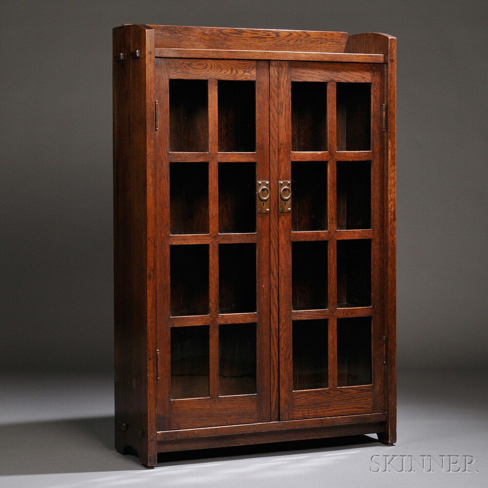 Appraisal: Gustav Stickley Bookcase Oak New York c Gallery top with