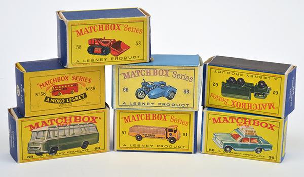 Appraisal: SEVEN MATCHBOX - SERIES MODELS INCLUDING B MERCEDES COACH NEW