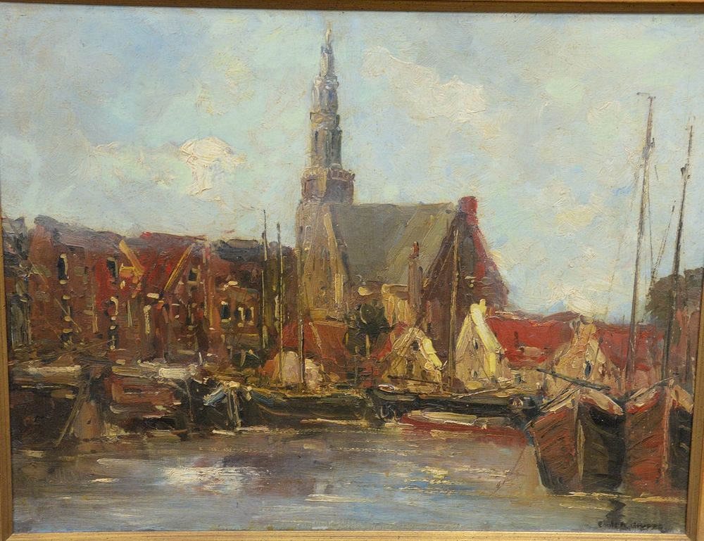 Appraisal: Emile Albert Gruppe - oil on canvas Gloucester Harbour docks