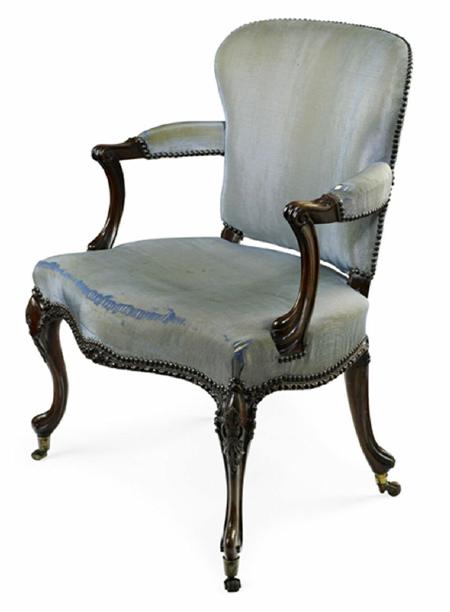 Appraisal: A fine George III 'French Hepplewhite' mahogany framed elbow chair