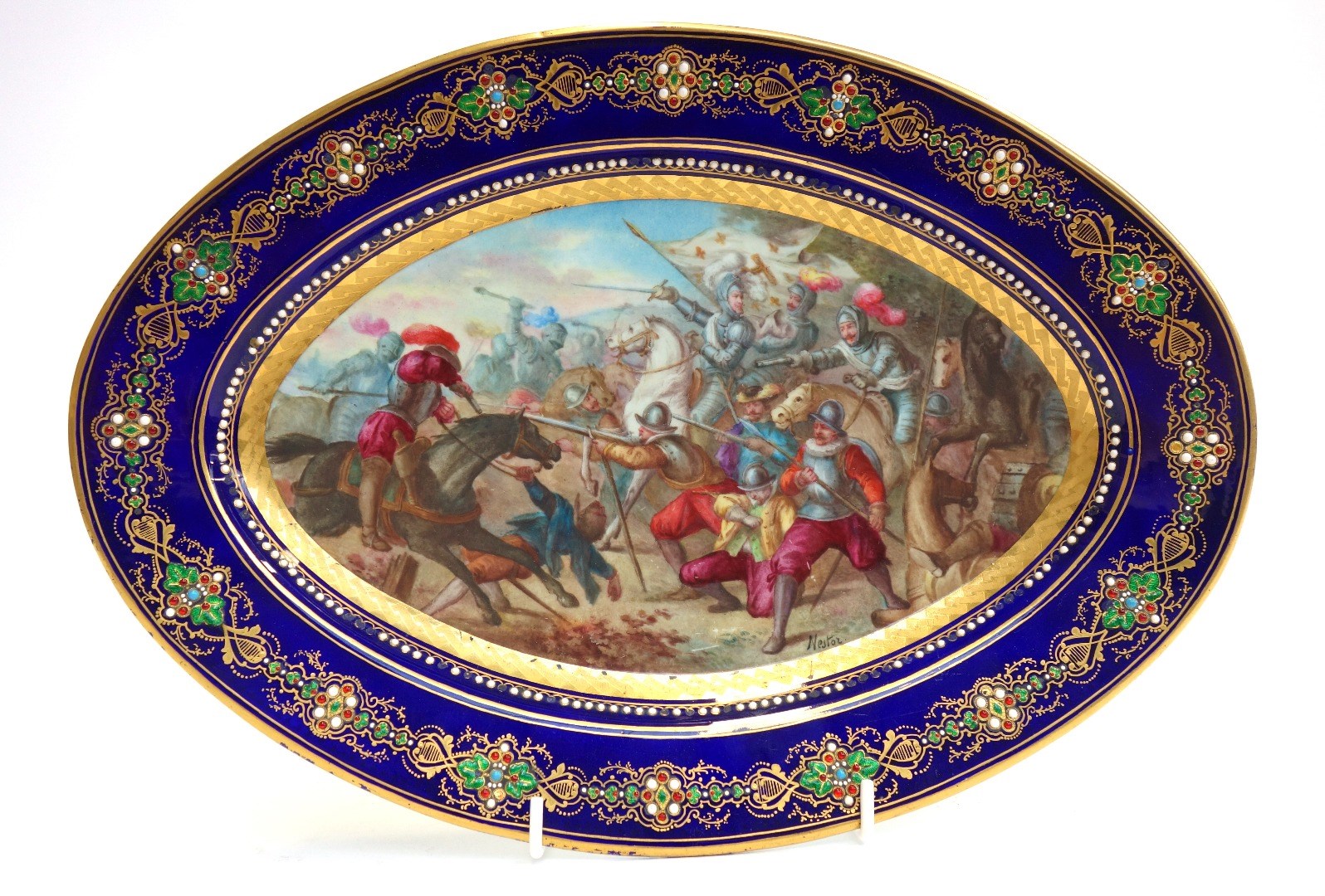 Appraisal: A Sevres style oval porcelain dish late th century detailed