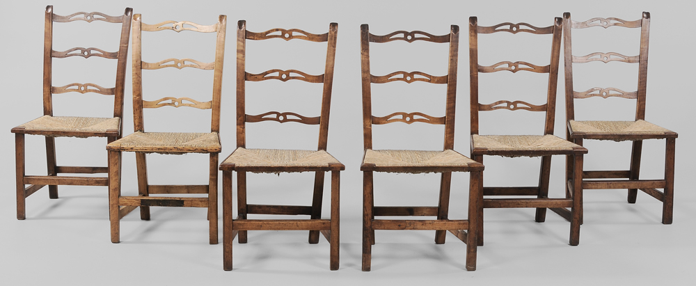 Appraisal: Set of Six Ribbon-Back Side Chairs British th century each