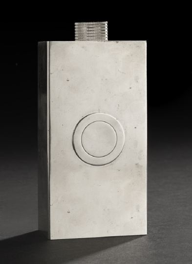 Appraisal: Fine German Bauhaus -Inspired Silverplate Flask ca of rectangular form