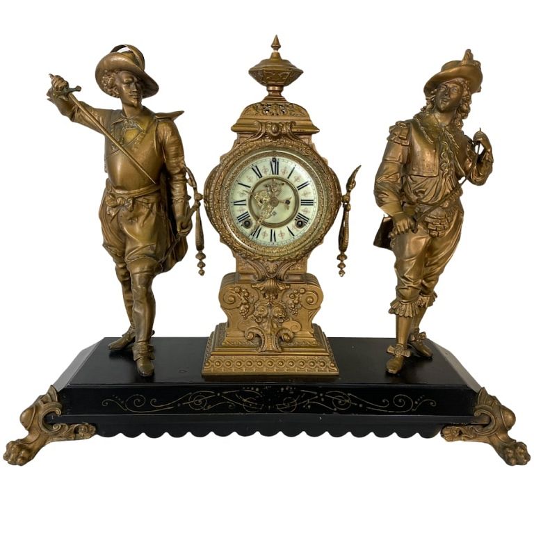 Appraisal: French Style Ansonia Figural Clock French Style Ansonia Figural Clock