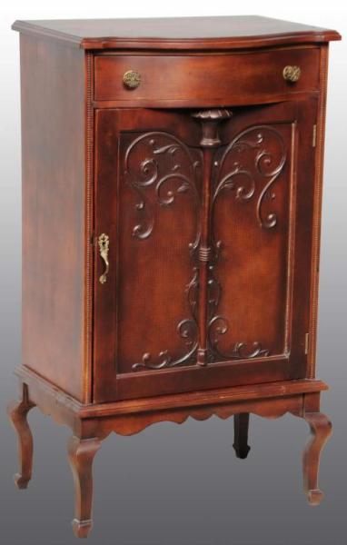 Appraisal: Mahogany Sheet Music Carved Disc Cabinet Condition Good Size -