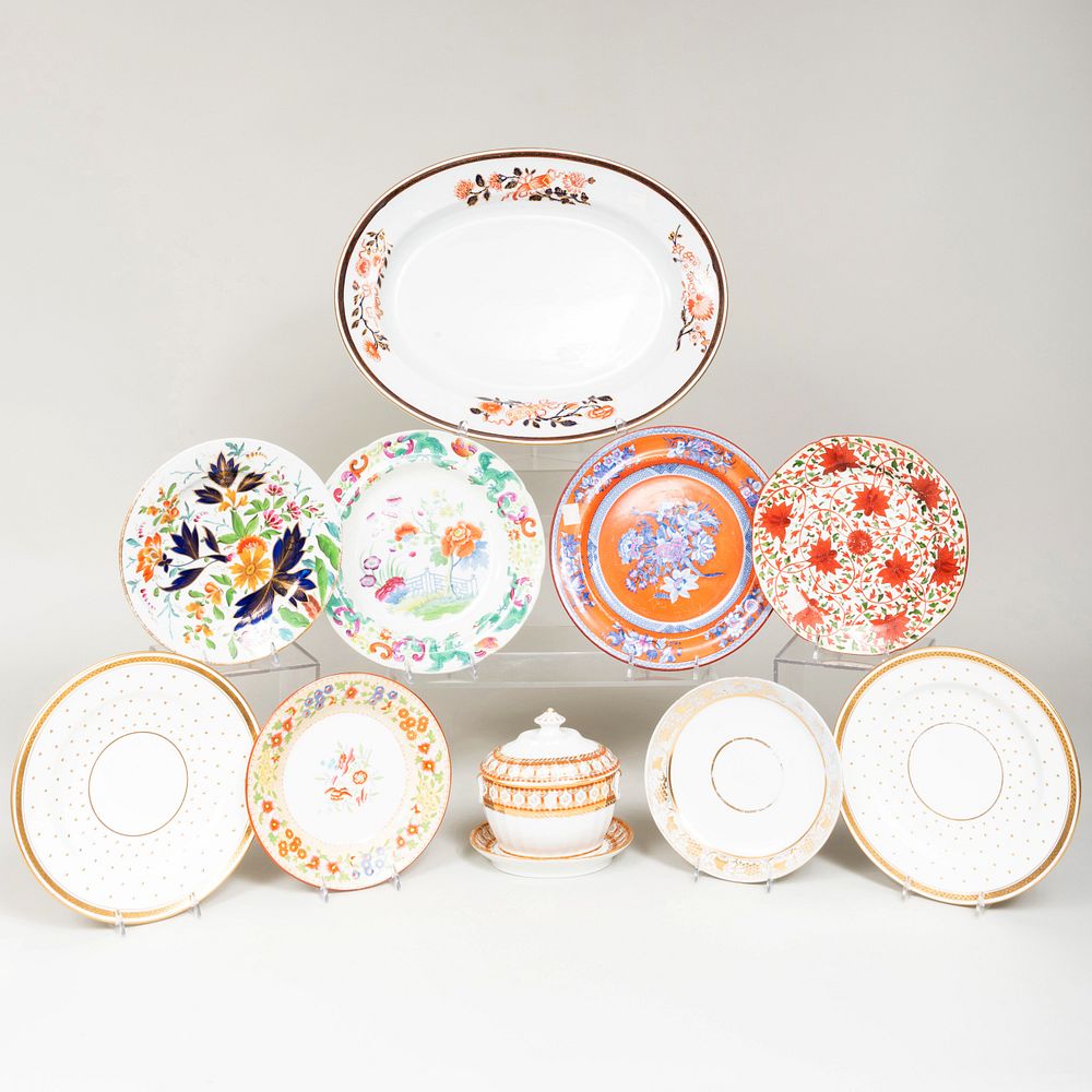 Appraisal: Group of English and Continental Porcelain Tablewares Comprising A pair