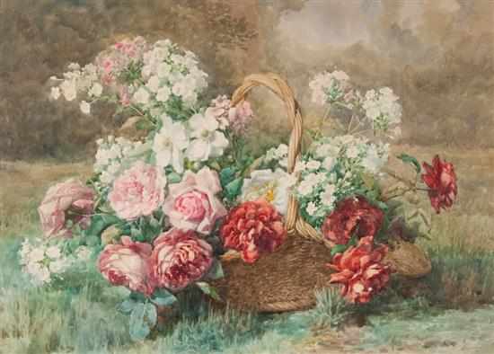 Appraisal: Auguste Rivoire French b Basket of Roses and Other Flowers