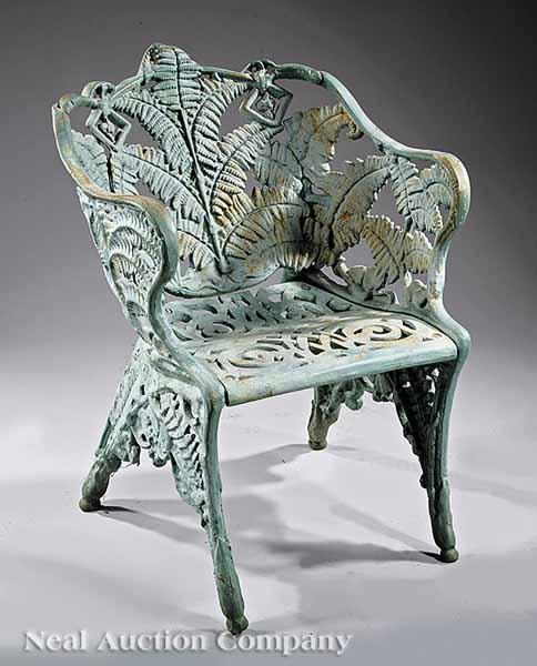 Appraisal: An American Cast Iron Fern Pattern Armchair late th c