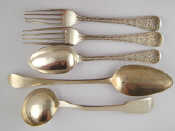 Appraisal: Silver Two table forks and one dessert spoon Elizabethan pattern