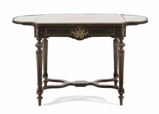 Appraisal: A Neoclassical Gilt Mounted Mahogany Drop-Leaf Work Table having a