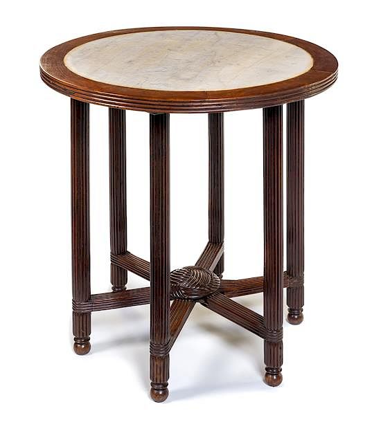 Appraisal: A Continental Walnut Table Height x diameter of top inches