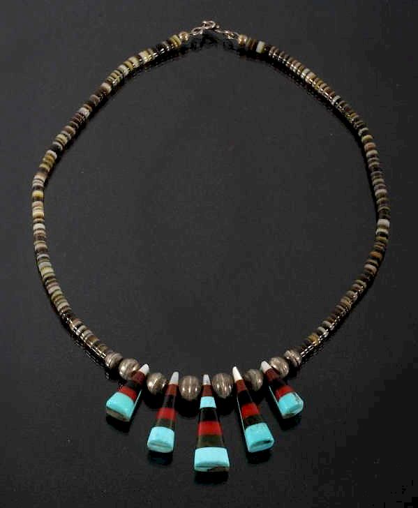 Appraisal: Navajo Mosaic Mutli-Stone Heishe Bead Choker Offered to you in