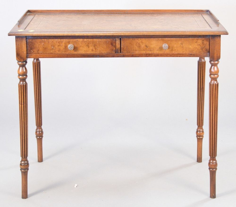 Appraisal: George IV style mahogany table with leather top two drawers