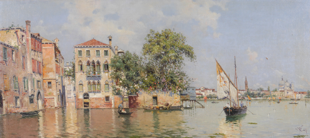 Appraisal: MANESCAU Antonio Maria De Reyna Italian - Elaborate Venetian Canal