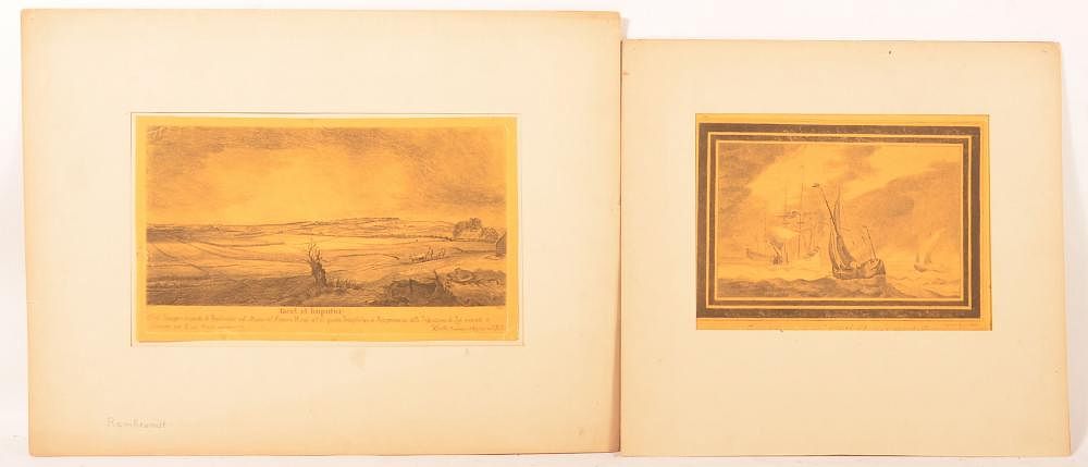 Appraisal: Two After Rembrandt W Baillie Etchings Two After Rembrandt W