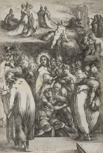 Appraisal: JACQUES BELLANGE The Raising of Lazarus Etching circa x mm