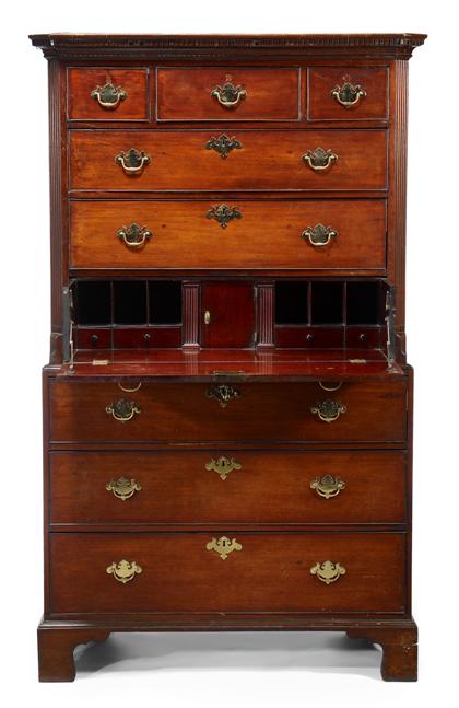 Appraisal: George III mahogany secretary chest on chestlate th century