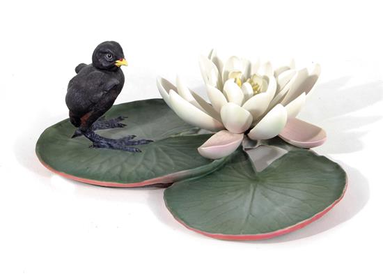 Appraisal: Dorothy Doughty Moorhen Chick Royal Worcester dated with water lily