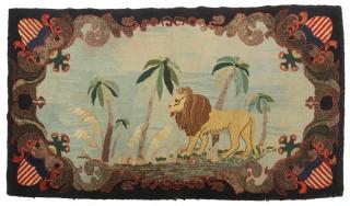 Appraisal: FINE AMERICAN PICTORIAL HOOKED RUG '- x ' - Striding