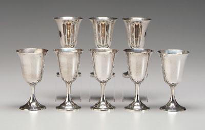 Appraisal: Set of eight sterling silver goblets flared rims and flared