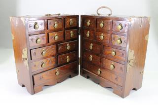 Appraisal: Vintage Wooden Chinese Jewelry Box w drawers Dimensions x x