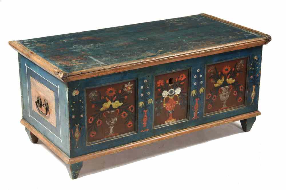 Appraisal: STORAGE CHEST - Northern European paint decorated storage chest having