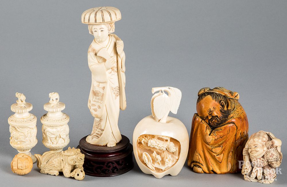 Appraisal: Chinese and Japanese bone carvings Chinese and Japanese bone carvings