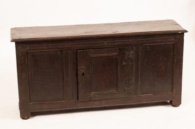 Appraisal: An early th Century oak cupboard the single plank top