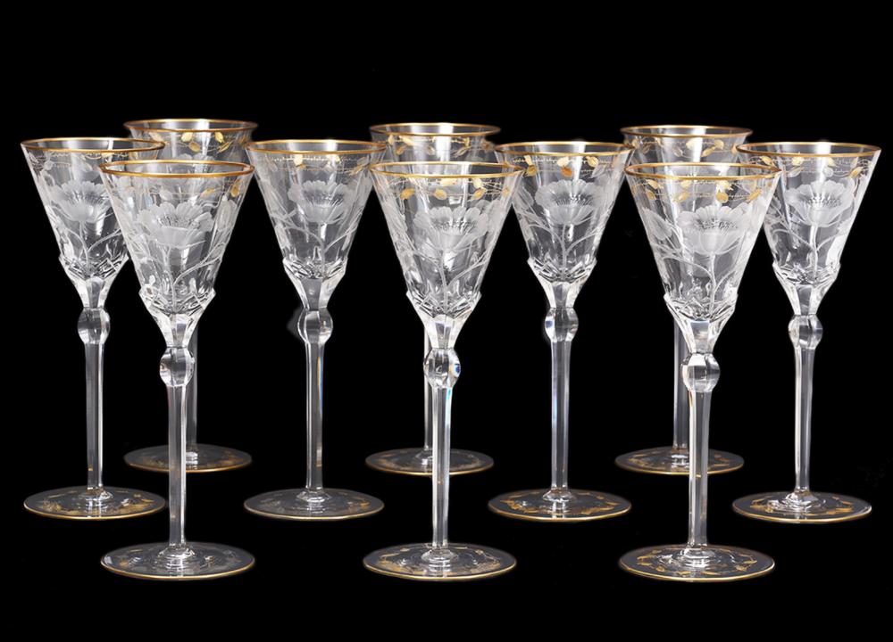 Appraisal: MOSER 'PAULA' HAND CUT CRYSTAL WATER GOBLETSDesigned in antique Moser