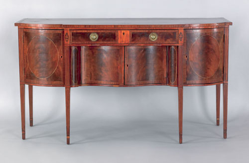 Appraisal: American Hepplewhite mahogany sideboard ca the rectangular top with ovolo