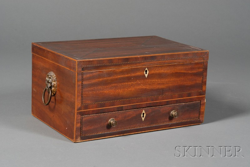 Appraisal: George III Mahogany and Inlay Work Box late th early