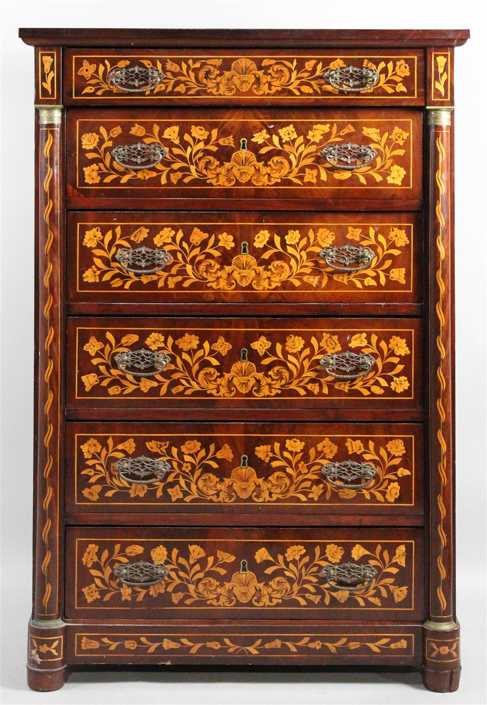 Appraisal: LATE TH CENTURY DUTCH MARQUETRY STYLE CHEST OF DRAWERS WITH