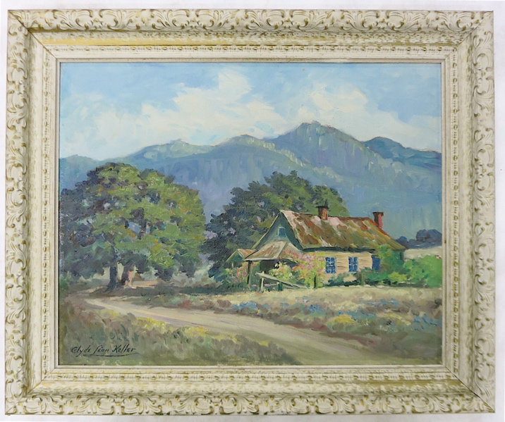 Appraisal: CLYDE LEON KELLER OIL ON CANVASBOARD Oregon - Pioneer Home