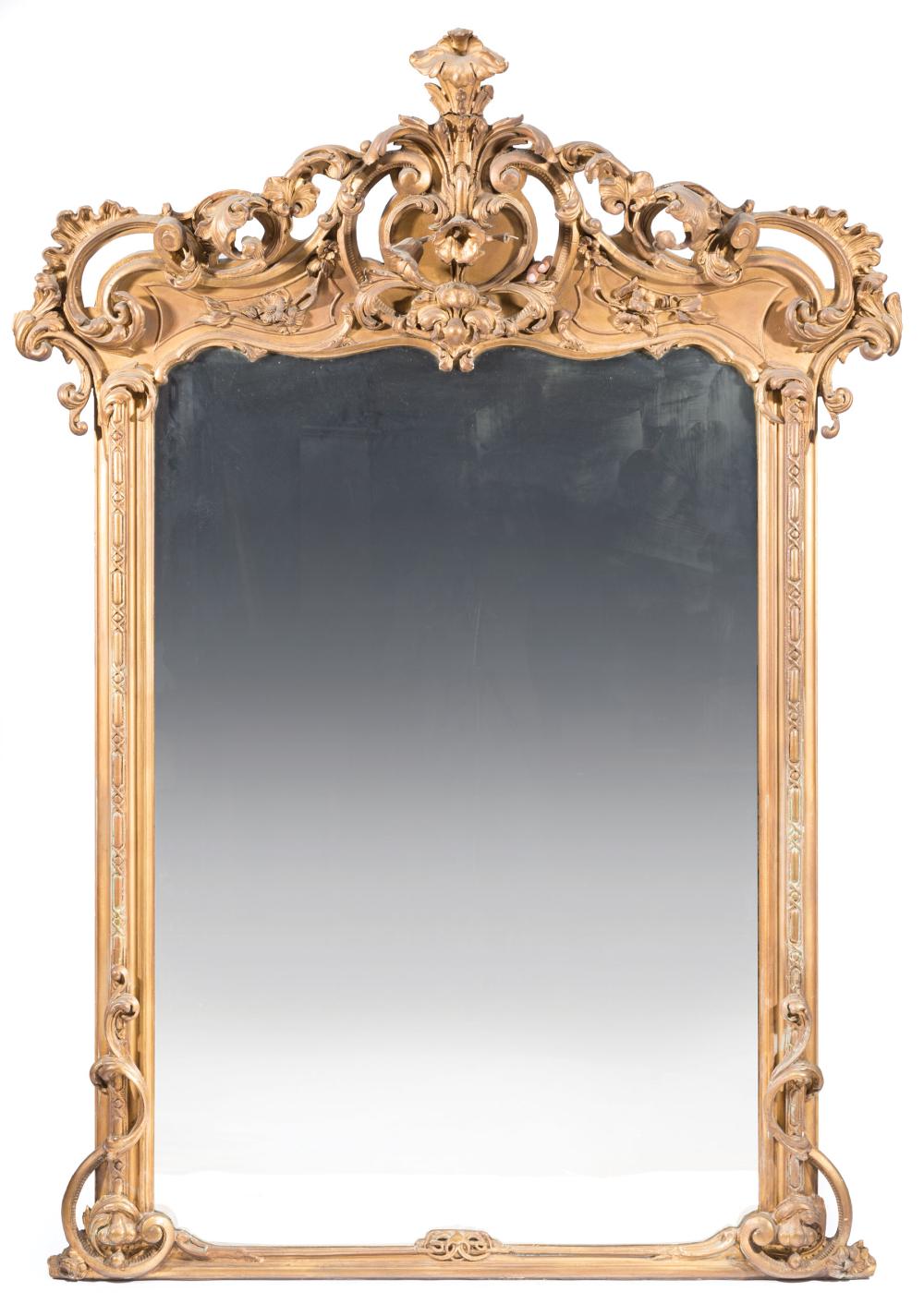 Appraisal: Rococo Revival Carved and Gilt Overmantel Mirror late th c