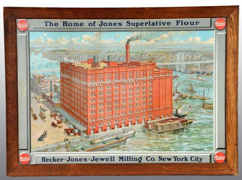 Appraisal: Cardboard Hecker-Jones-Jewell Milling Co Poster Description Framed under glass in