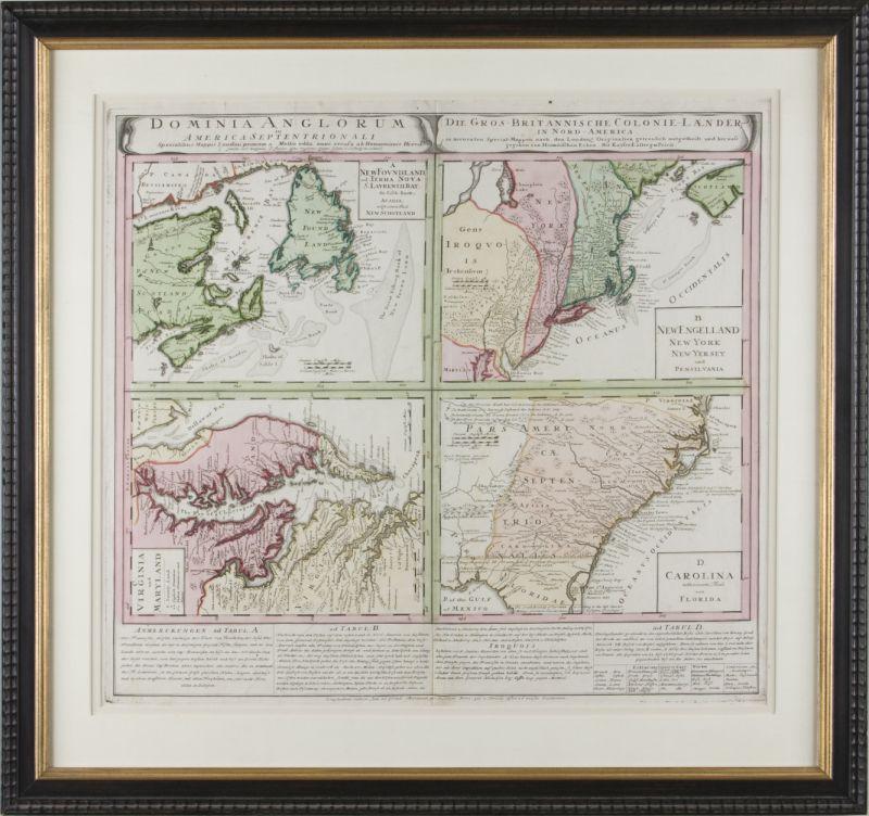 Appraisal: Homann Heirs' Map of British Colonial America Dominia Anglorum in