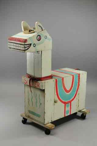 Appraisal: HORSE TOY BOX c 's very creative made wood horse