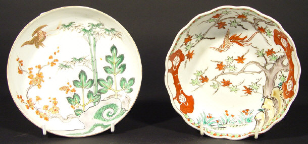 Appraisal: Two Oriental porcelain dishes one painted with green trees and