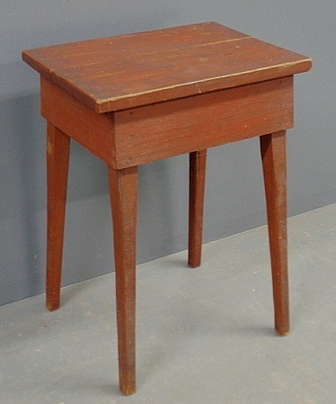 Appraisal: - Primitive country red painted end table th c h