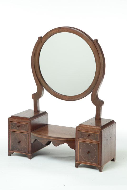 Appraisal: FEDERAL INLAID SHAVING MIRROR American early th century mahogany Oval