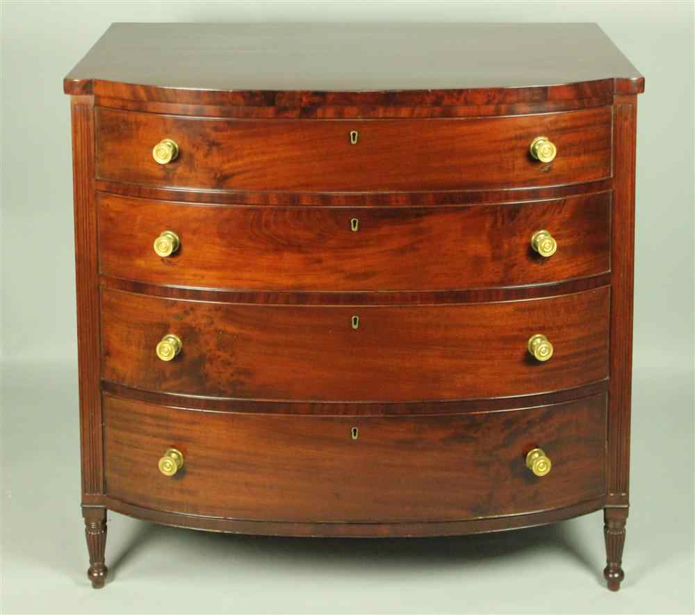 Appraisal: CLASSICAL MAHOGANY BOW FRONT CHEST OF DRAWERS circa having a