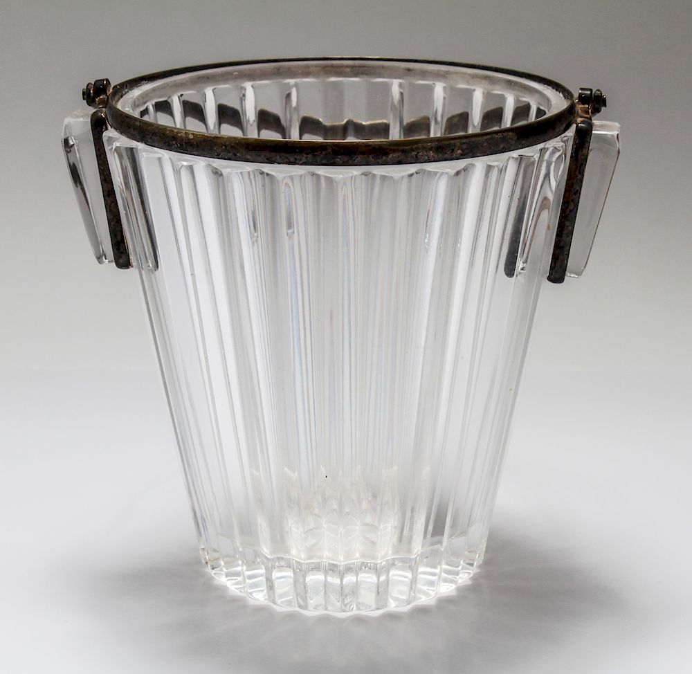 Appraisal: Art Deco Style Crystal Silver-Plate Ice Bucket Art Deco style