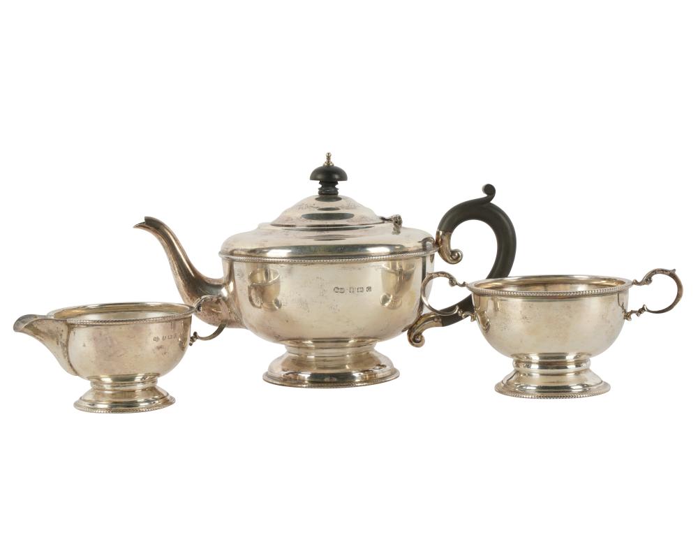 Appraisal: GEORGE V STERLING TEA SETmaker's mark M and J Birmingham